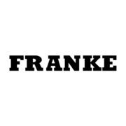 "FRANKE"-Logo in fetten, schwarzen Großbuchstaben. Franke Logo