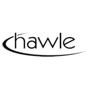 Schwarzer Schriftzug "hawle" in eleganter Schriftart mit geschwungener Linie darunter. Hawle Logo
